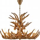 Rustic Deer Antler Chandelier Resin Faux Farmhouse Candle Style 9+6 Brown Color