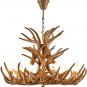 Rustic Deer Antler Chandelier Resin Faux Farmhouse Candle Style 9+6 Brown Color