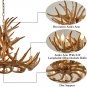 Rustic Deer Antler Chandelier Resin Faux Farmhouse Candle Style 9+6 Brown Color