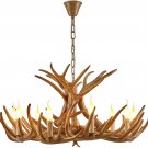 Rustic Deer Antler Chandelier Resin Faux Farmhouse Candle Style 9+3 Brown r