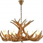 Rustic Deer Antler Chandelier Resin Faux Farmhouse Candle Style 9+3 Brown r
