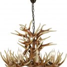 Rustic Deer Antler Chandelier Resin Faux Farmhouse Candle Style 9+9 Brwon White Color