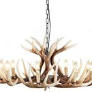 Rustic Deer Antler Chandelier Resin Faux Farmhouse Candle Style 9+3 Brwon White Color