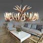 Rustic Deer Antler Chandelier Resin Faux Farmhouse Candle Style 9+3 Brwon White Color