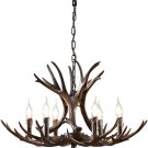 Antler Chandelier 6 Light Large Faux Resin Chandelier Vintage Style Antler Lighting for Living Room
