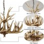 Antler Chandelier 6 Light Large Faux Resin Chandelier Vintage Style Antler Lighting for Living Room