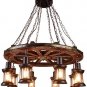 Farmhouse Hanging Pendant Lights Wheel Chandelier US Country Industrial  Chandelie 8 Head