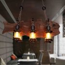 ndustrial Sailboat Wooden Chandelier E27 6-lamp Personality Creative Fish-shaped Decorative Lamp