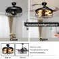 Industrial Ceiling Fan with Retractable 4 Blades,Vintage Chandelier Remote Control Lamp for Kitchen