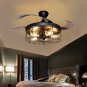 Industrial Ceiling Fan with Retractable 4 Blades,Vintage Chandelier Remote Control Lamp for Kitchen