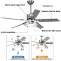 Modern Ceiling Fan with LED Lights and Remote Control, Silent Motor Fans with 5 Blades