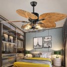52-Inch Tropical Fan Light Industrial Cage Ceiling Fan with Light 5 Lights Remote Control Chandelier