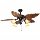 52-Inch Tropical Fan Light Industrial Cage Ceiling Fan with Light 5 Lights Remote Control Chandelier