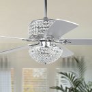 Crystal Ceiling Fan with Lights, 52” Modern Chandelier Fan with Remote Control,