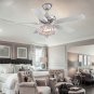 48" Ceiling Fans with Lights and Remote with Lamps LED Crystal Lampshade