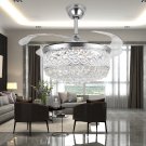 Crystal Ceiling Fans with Lights,42 Inch LED 3 Color Remote Control Retractable Invisible Blades