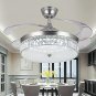Crystal Ceiling Fans with Lights,42 Inch LED 3 Color Remote Control Retractable Invisible Blades