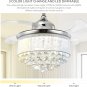 42" Chandelier Ceiling Fan Light, Modern Retractable Invisible Ceiling Fan Light Remote Control