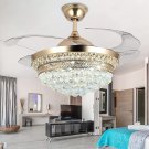 42" Chandelier Ceiling Fan Light, Modern Retractable Invisible Ceiling Fan Light Remote Control