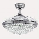 42"Invisible Ceiling Fan Chandelier with Light,Modern Crystal Ceiling Fan Light Remote Control