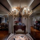 Antler Chandelier Farmhouse Resin Faux Pendant Lighting Rustic Hanging Lamp Light Fixture