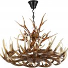 Rustic Deer Antler Chandelier Resin Faux Farmhouse Candle Style 9+6 Brwon White Colo