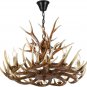 Rustic Deer Antler Chandelier Resin Faux Farmhouse Candle Style 9+6 Brwon White Colo
