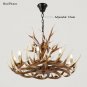 Rustic Deer Antler Chandelier Resin Faux Farmhouse Candle Style 9+6 Brwon White Colo