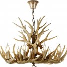 Rustic Deer Antler Chandelier Resin Faux Farmhouse Candle Style 9+6 Wood Color