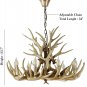 Rustic Deer Antler Chandelier Resin Faux Farmhouse Candle Style 9+6 Wood Color