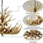 Rustic Deer Antler Chandelier Resin Faux Farmhouse Candle Style 9+6 Wood Color