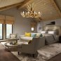 Rustic Deer Antler Chandelier Resin Faux Farmhouse Candle Style 9+6 Wood Color