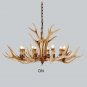 Antler Chandelier Resin Deer Horn Hanging Light Countryside Pendant Lamp 8 Head