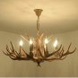 Antler Chandelier Resin Deer Horn Hanging Light Countryside Pendant Lamp 8 Head