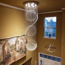 lush Mount Light LED Spiral Sphere Rain Drop Crystal Chandelier, Three-Balls 23.62 x 78.74"