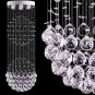 Modern Fandelier White Chandelier K9 Crystal Ball Chandeliers Flush Mount Ceiling Lighting Fixture
