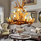 Antler Chandelier Lighting Faux Decoration Antlers Pendant Lighting 12 Lights Retro Resin Deer Horn
