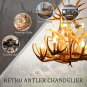 Antler Chandelier Lighting Faux Decoration Antlers Pendant Lighting 12 Lights Retro Resin Deer Horn