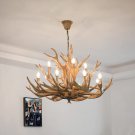 Farmhouse Antler Chandelier, 12 Lights Double Layer, Country Style Deer Horn Pendant Light Brown