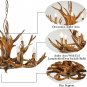 Farmhouse Antler Chandelier, 12 Lights Double Layer, Country Style Deer Horn Pendant Light Brown