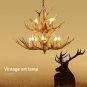 Antler Chandelier 12 Lights, Resin Pandent Lamp Antique with Double Layer