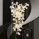 Ceramic Ginkgo Petal Luxury Branches Pendant Creative Chandelier For Staircase D 23.62 X H 59"