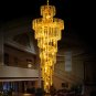 Crystal Long Chandelier Duplex Hollow High Staircase Hotel Lobby Pendant lights D 31.5 X H98.5"