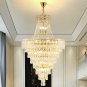 Luxury Crystal Long Chandelier Hallway Living Room Golden Stair Pandent Lamp D21.65 X H39.5"