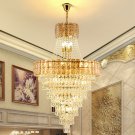 Luxury Crystal Long Chandelier Hallway Living Room Golden Stair Pandent Lamp D39.5 X H70.86"