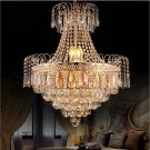 Cretifity Empire Style Gold Crystal Chandelier, Modern K9 Crystal Ceiling Pendant Lighting, Dia 20"