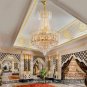 Cretifity Empire Style Gold Crystal Chandelier, Modern K9 Crystal Ceiling Pendant Lighting, Dia 20"