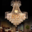 Cretifity Empire Style Gold Crystal Chandelier, Modern K9 Ceiling Pendant Lighting, Dia 24"