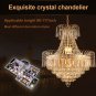Cretifity Empire Style Gold Crystal Chandelier, Modern K9 Ceiling Pendant Lighting, Dia 24"