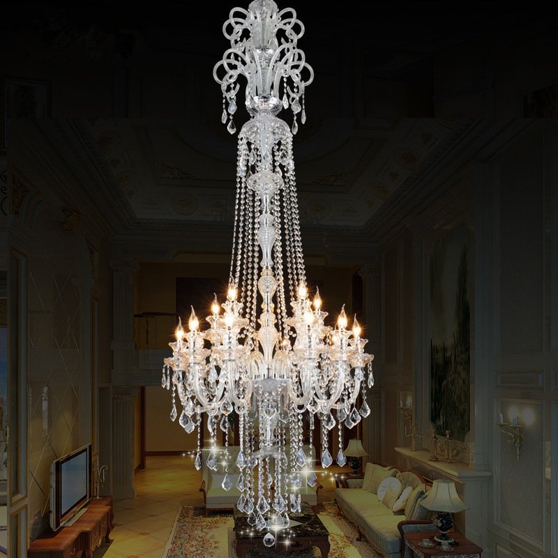 Chandeler Lighting Crystal stairs Long Pendant Lamp Luxury Hanging Lights Fixtures D35.43XH82.67"